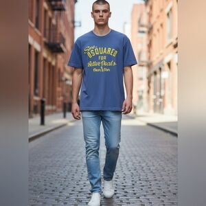 DSquared2 Italian Tee Shirt Graphic Exclusive One of a Kind Small Distressed